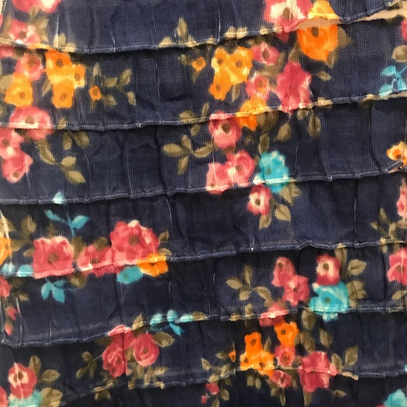 Free People tier ruffle floral blue dress Small - Picture 3 of 4